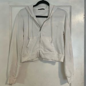 Brandy Melville White Cropped Hoodie